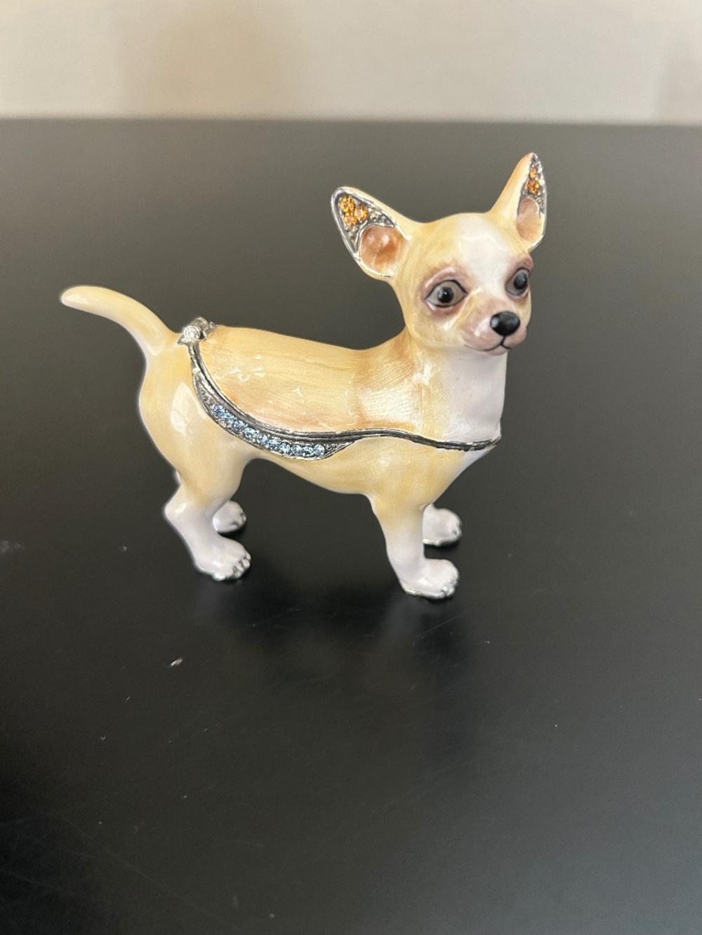 Bejeweled Chihuahua Enameled Trinket Box. NWOT